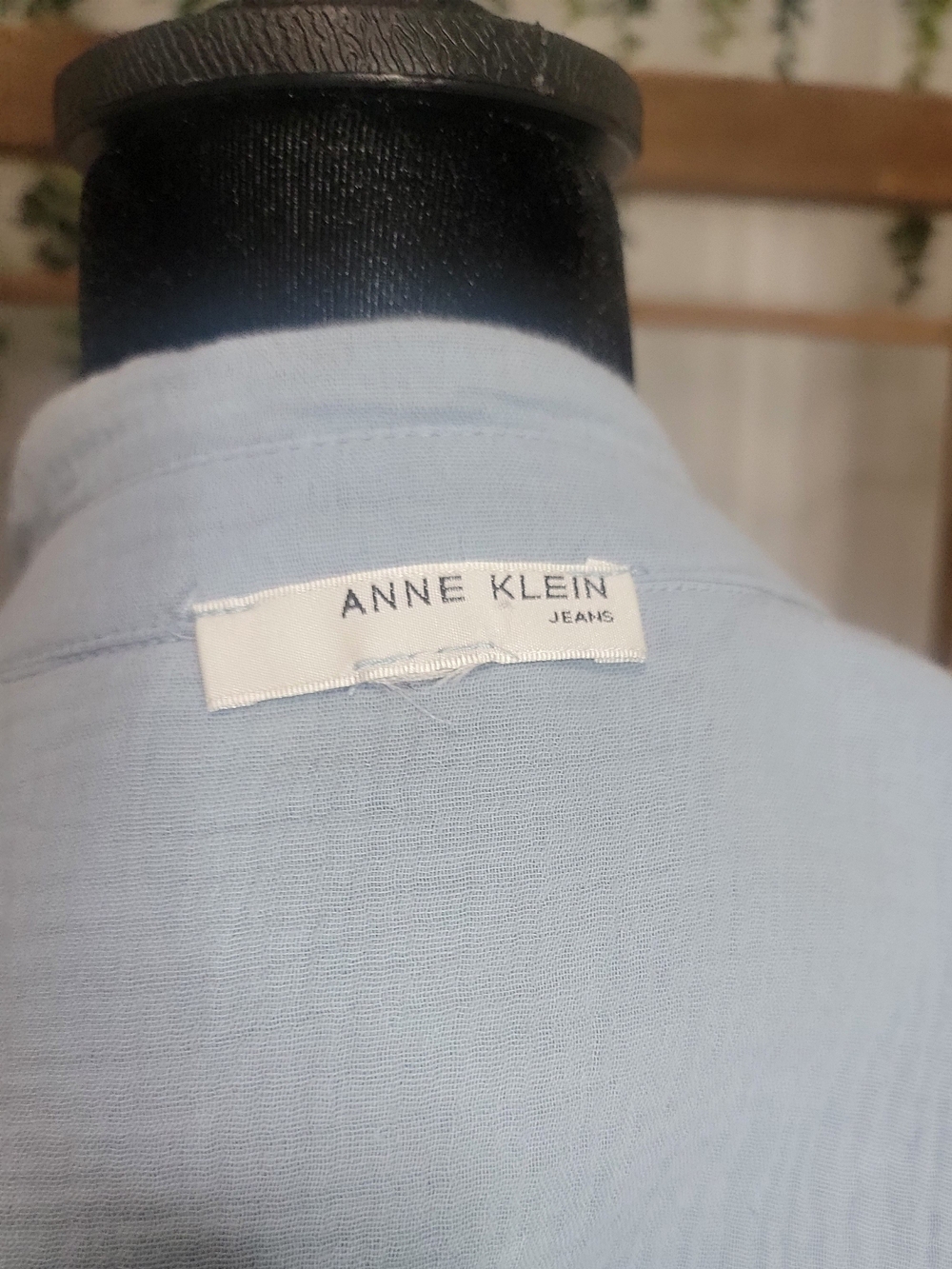 Anne Klein Light Blue Double Gauze Cotton Button Front Shirt XXL - Picture 7 of 8